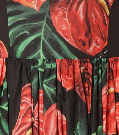 Shop Dolce & Gabbana Floral Stretch-cotton Midi Dress In Red