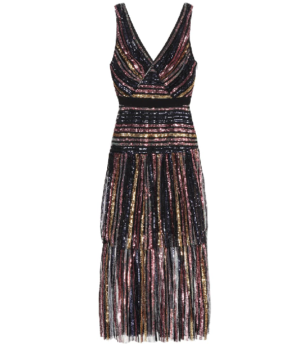 self portrait tiered sequin dress