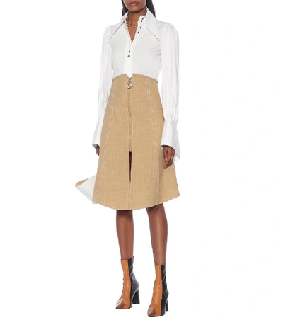 Shop Ellery Natural Wonders Cotton-blend Midi Skirt In Beige