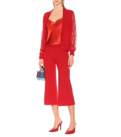 Shop Ryan Roche Cashmere Wide-leg Pants In Red