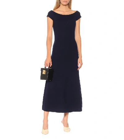 Shop Gabriela Hearst Larrington Wool-blend Maxi Dress In Blue