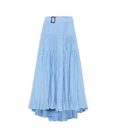 Shop Alexandra Miro Penelope Cotton Midi Skirt In Blue