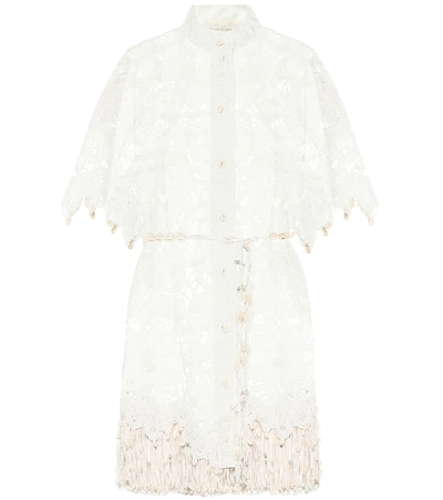 Shop Zimmermann Wavelength Silk Shirt Dress In White