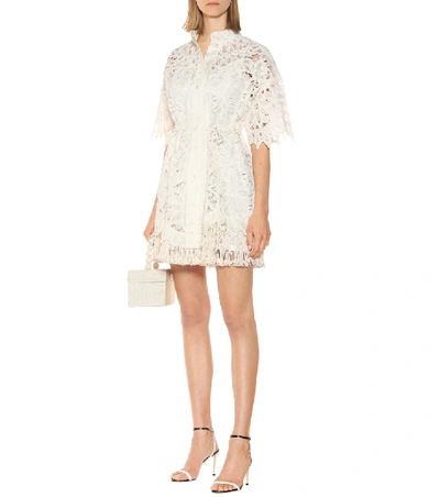 Shop Zimmermann Wavelength Silk Shirt Dress In White