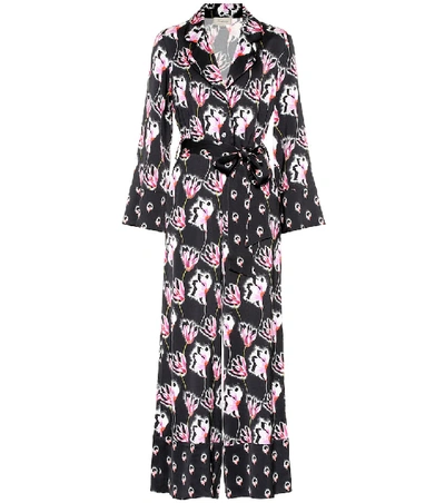 Shop Temperley London Dragonfly Printed Satin Jumpsuit In Multicoloured