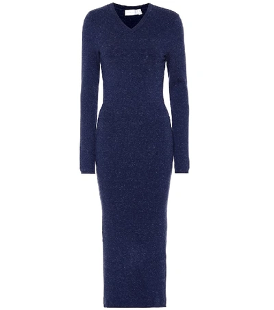 Shop Victoria Beckham Wool-blend Midi Dress In Blue