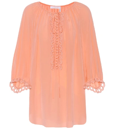 Shop Chloé Silk Blouse In Orange