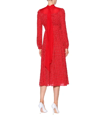 Shop Valentino Polka-dot Silk Dress In Red