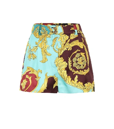 Shop Versace High-rise Baroque Printed Shorts In Multicoloured