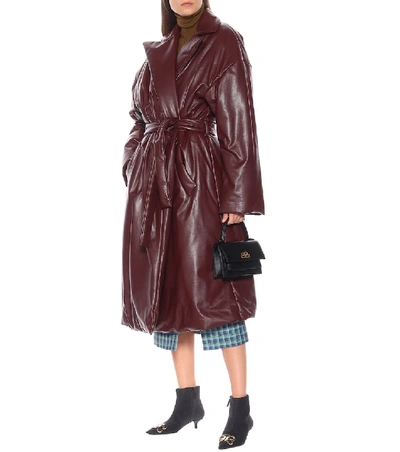 Shop Balenciaga Padded Leather Coat In Brown