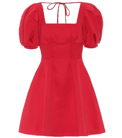 Shop Self-portrait Puff-sleeved Ottoman Minidress In Red