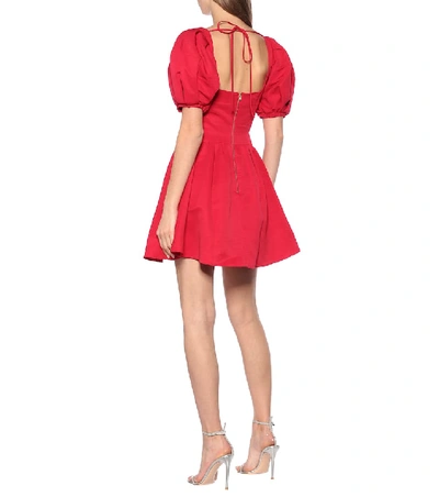 Shop Self-portrait Puff-sleeved Ottoman Minidress In Red