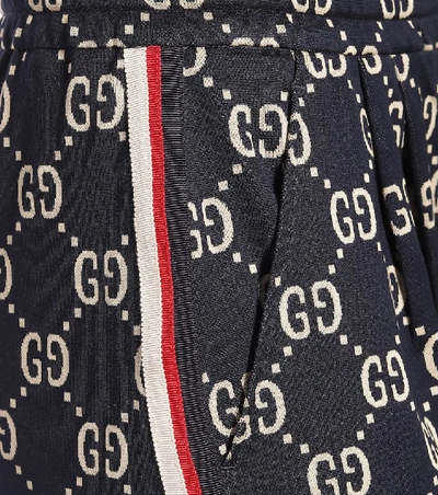 Shop Gucci Gg Cotton-jersey Sweatpants In Blue