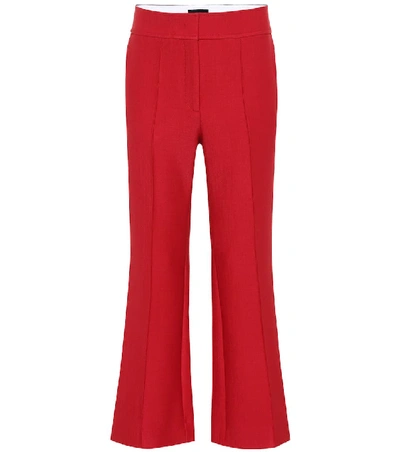 Shop Joseph Wool-blend High-rise Flared Pants In Red