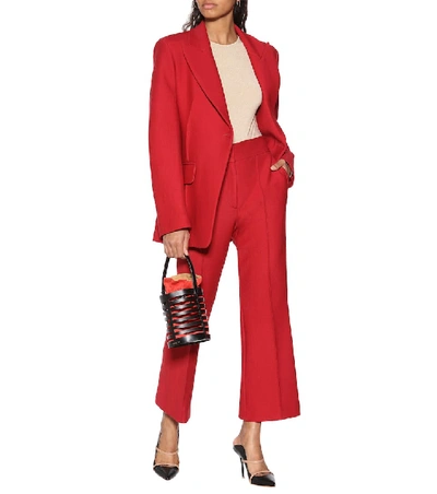 Shop Joseph Wool-blend High-rise Flared Pants In Red