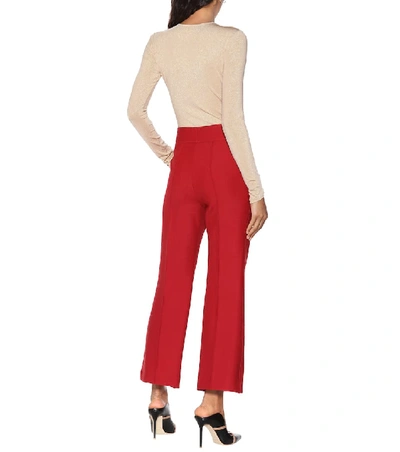 Shop Joseph Wool-blend High-rise Flared Pants In Red