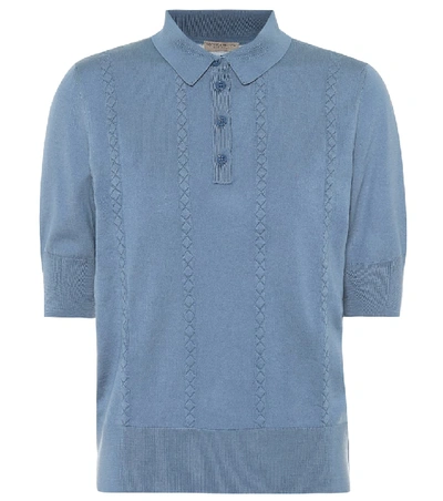 Shop Bottega Veneta Wool Polo Shirt In Blue