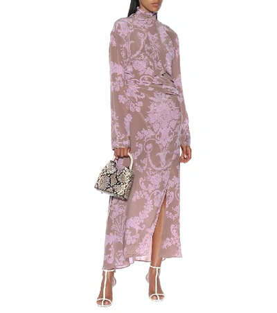 Shop Acne Studios Printed Silk Dress In Pink
