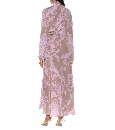 Shop Acne Studios Printed Silk Dress In Pink