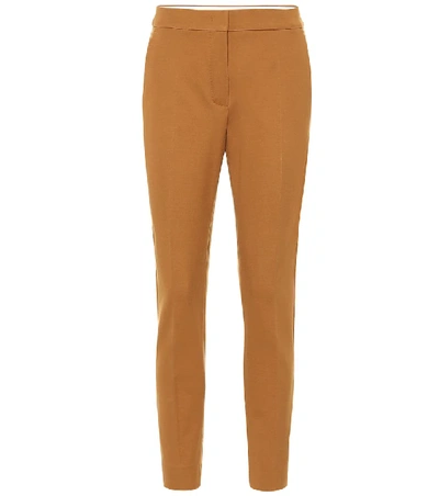 Shop Max Mara Pegno Stretch-jersey Slim Pants In Brown