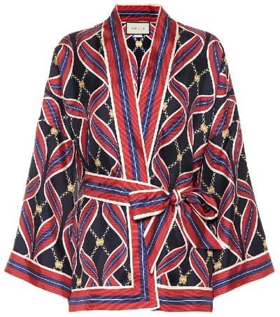 Shop Gucci Printed Silk Blouse In Multicoloured