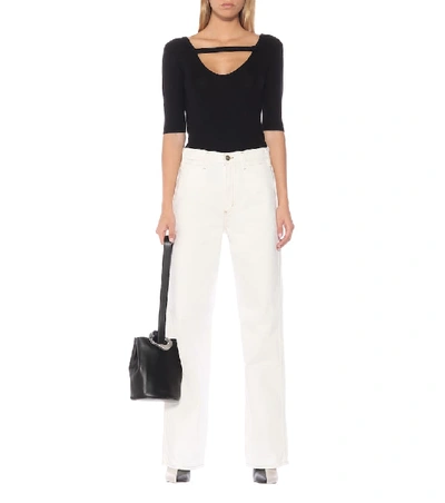 Shop Goldsign High-rise Cropped Wide-leg Jeans In White