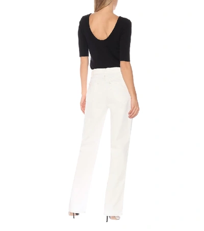 Shop Goldsign High-rise Cropped Wide-leg Jeans In White