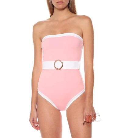 Shop Alexandra Miro Whitney Belted One-piece Swimsuit In Pink