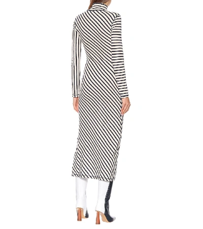 Shop Loewe Striped Cotton Maxi Dress In Blue