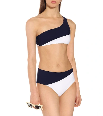 Shop Alexandra Miro Bella One-shoulder Bikini Top In Blue