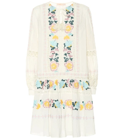 Shop Tory Burch Boho Embroidered Cotton Dress In White
