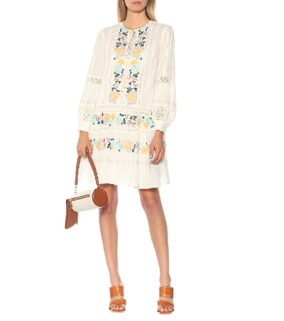 Shop Tory Burch Boho Embroidered Cotton Dress In White