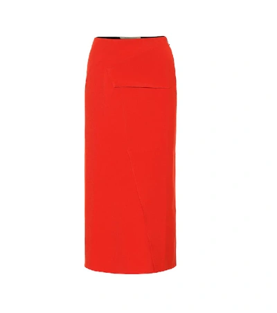 Shop Roland Mouret Abrams Crêpe Pencil Skirt In Red