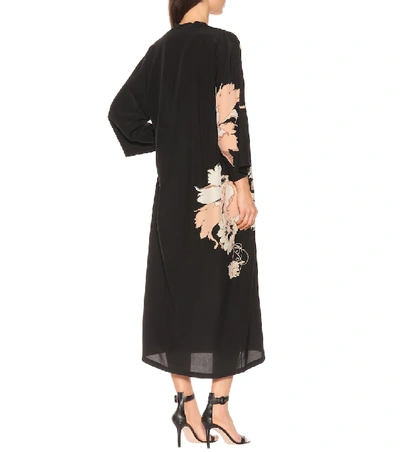 Shop Etro Printed Silk Midi Dress In Black