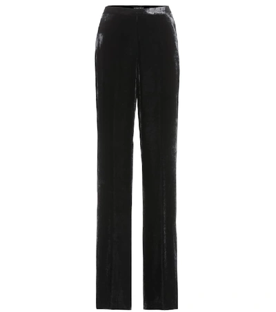 Shop Etro Velvet Trousers In Black