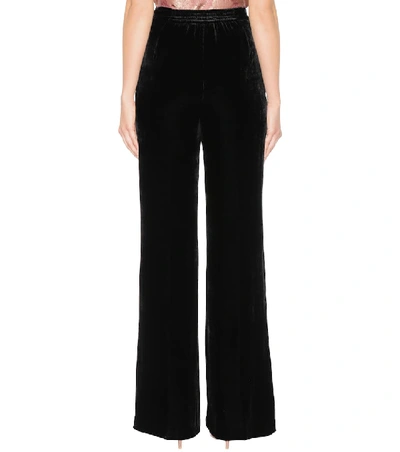 Shop Etro Velvet Trousers In Black