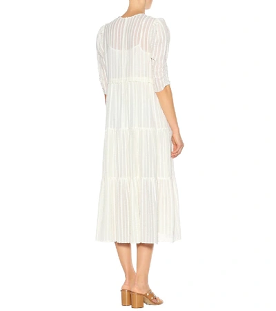 Shop See By Chloé Striped Cotton-blend Dress In White