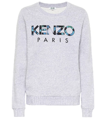 Shop Kenzo Logo Cotton Sweater In Grey