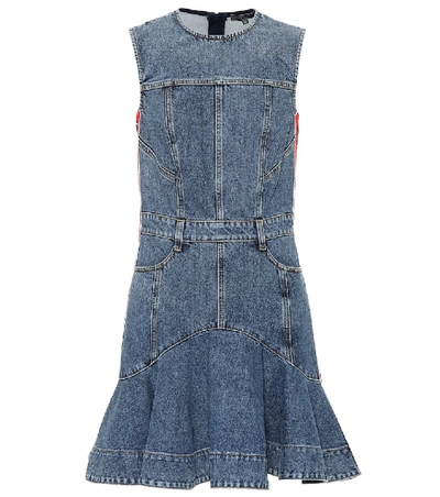 Shop Alexander Mcqueen Jean Minidress In Blue