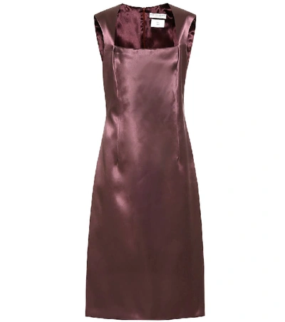 Shop Bottega Veneta Satin Midi Dress In Purple