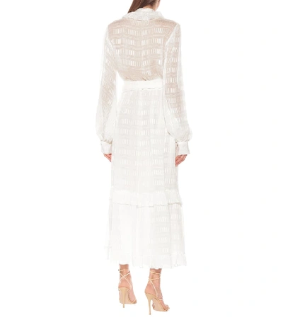 Shop Etro Ruffled Silk-jacquard Maxi Dress In White