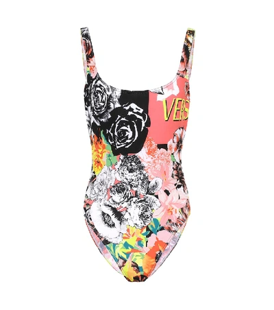 Shop Versace Printed Swimsuit In Multicoloured