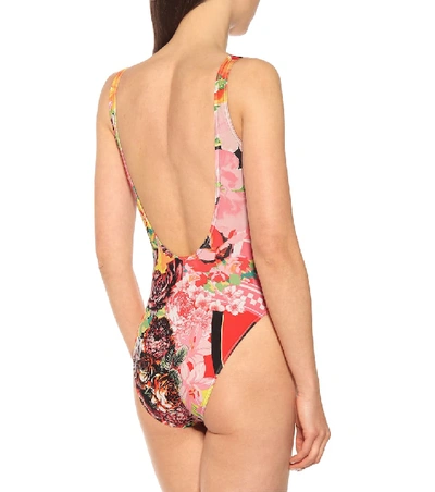 Shop Versace Printed Swimsuit In Multicoloured