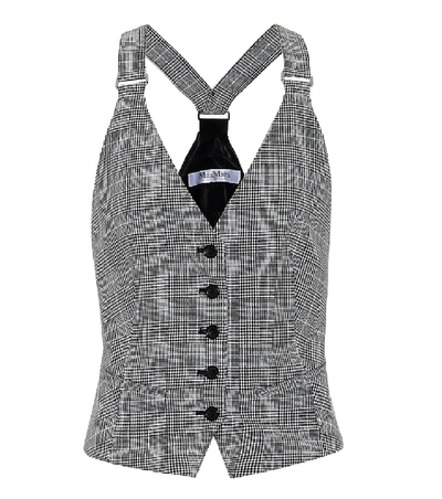 Shop Max Mara Arley Checked Cotton Vest In Grey