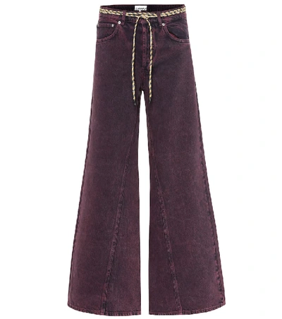 Shop Ganni High-rise Wide-leg Jeans In Purple
