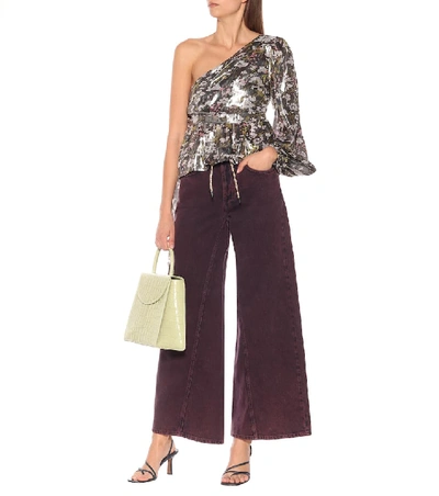 Shop Ganni High-rise Wide-leg Jeans In Purple