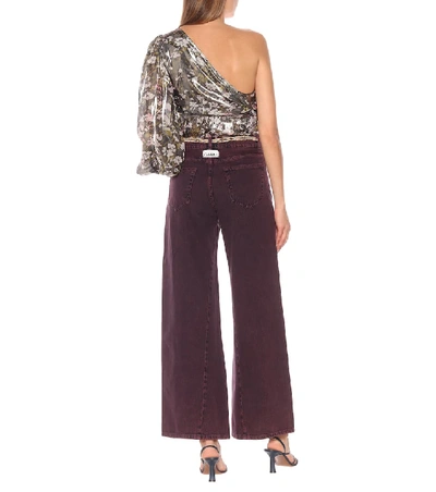 Shop Ganni High-rise Wide-leg Jeans In Purple