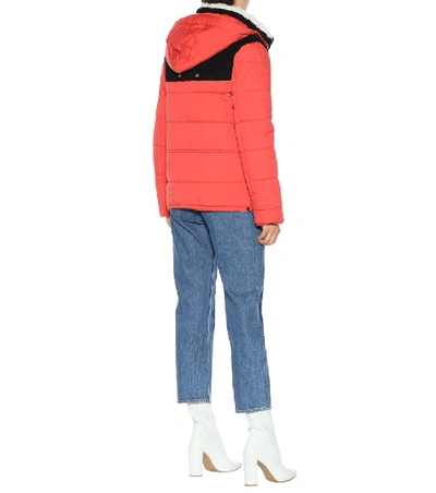 Shop Golden Goose Fur-trimmed Hooded Jacket In Red