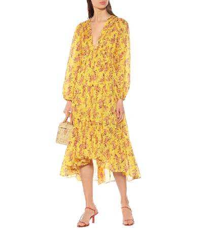 Shop Ulla Johnson Joan Cotton And Silk Dress In Yellow