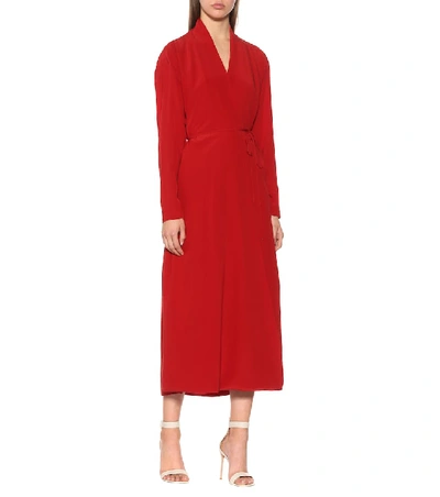 Shop Stella Mccartney Silk Midi Dress In Red